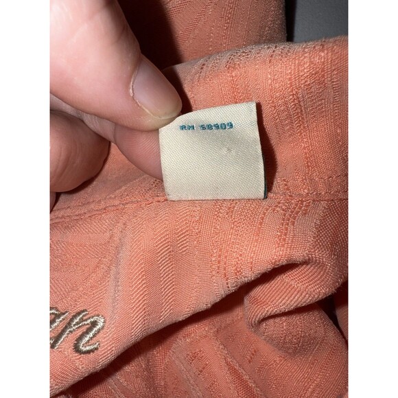 Caribbean Men’s Short Sleeve Modal PolyesterButton Down, Sz 3XB, Hawaiian, Peach - Picture 7 of 10